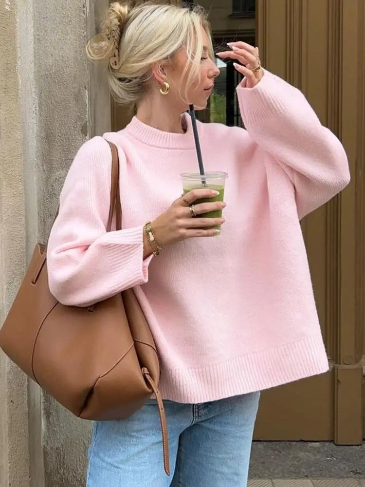 Loose Knit Crew-Neck Sweater