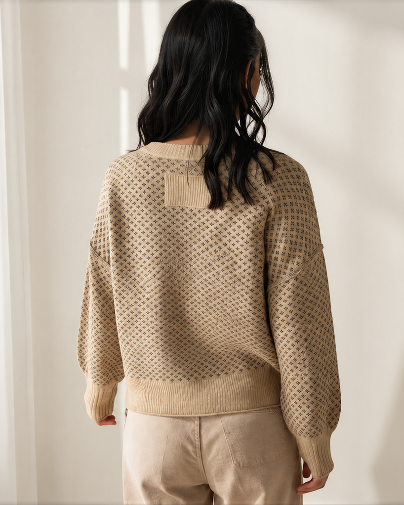 Briar Geometric Knit Sweater, Khaki