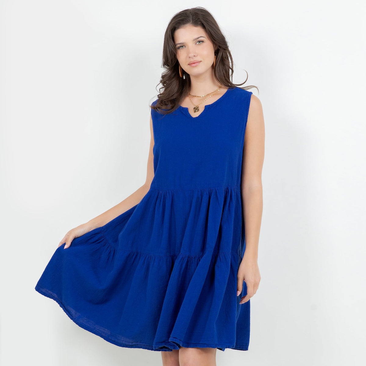Anjanette Tiered Gauze Dress, 100% Cotton