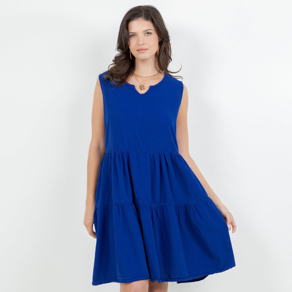 Anjanette Tiered Gauze Dress, 100% Cotton
