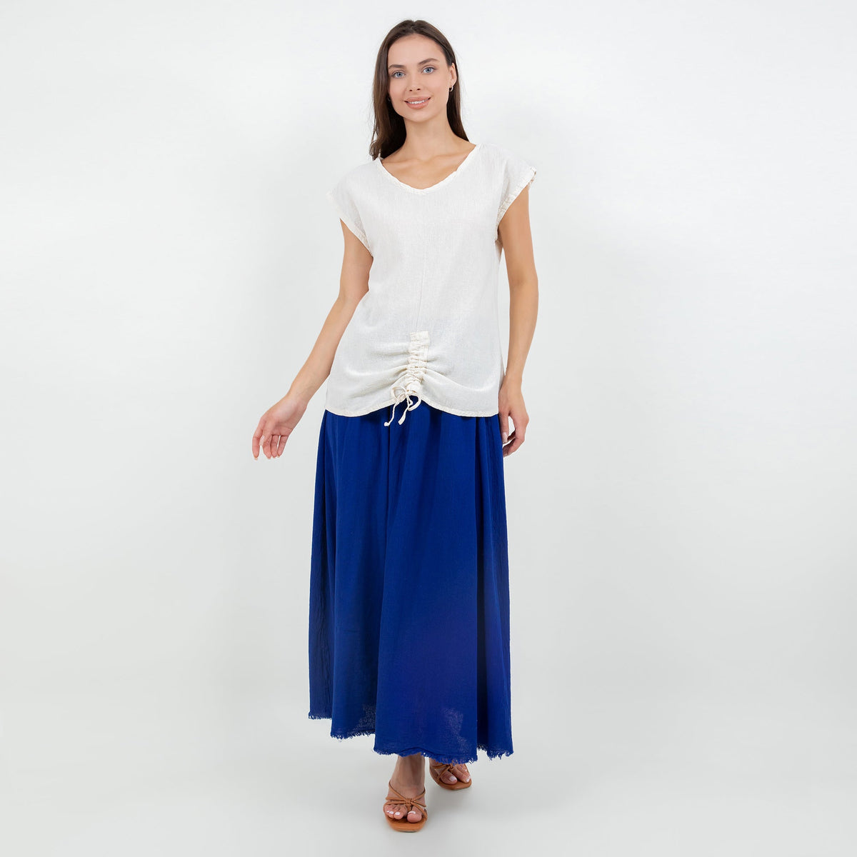 Fern gauze skirt in 100% cotton with frayed hem