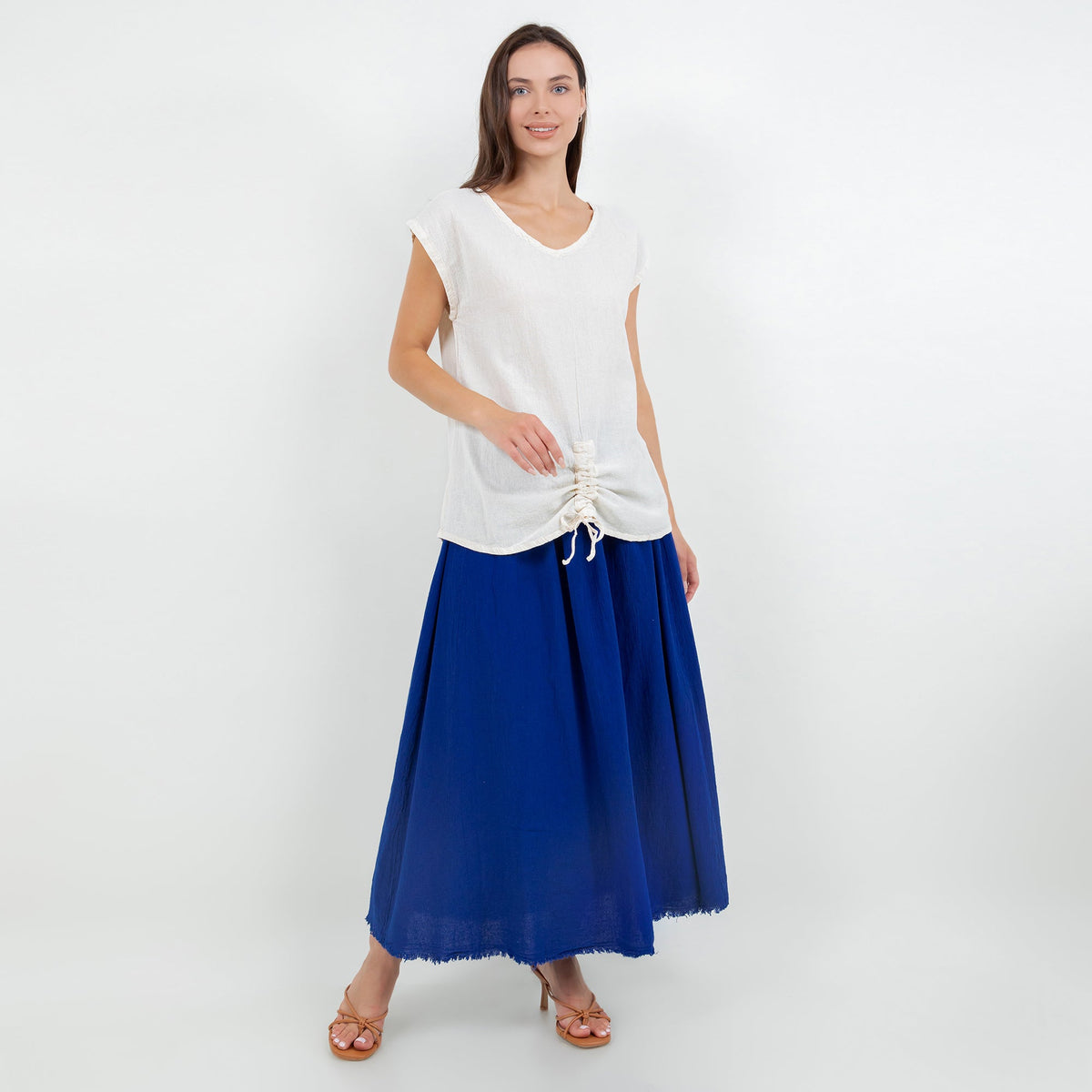 Fern gauze skirt in 100% cotton with frayed hem