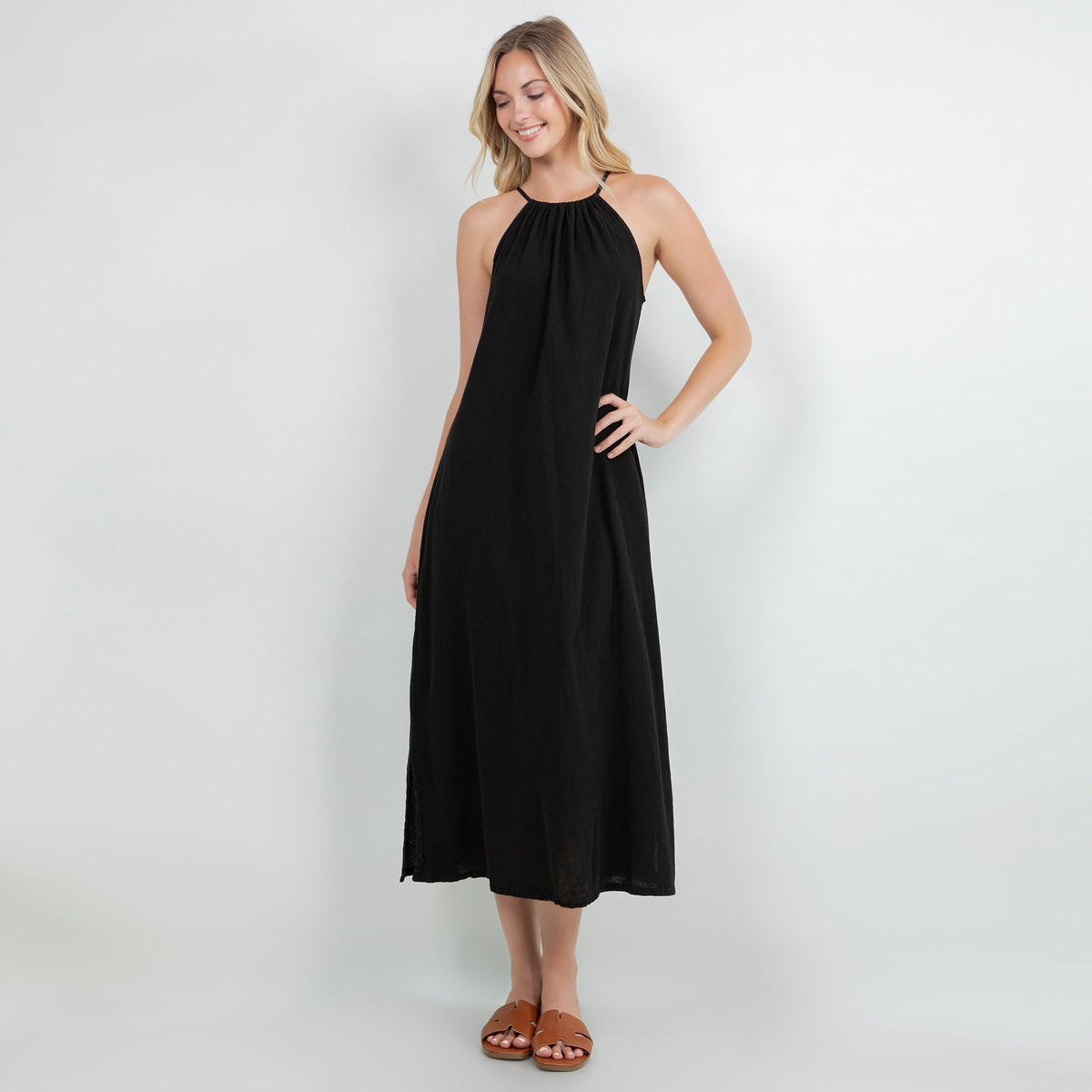 Caterina Halter Maxi Dress, 100% Cotton Gauze