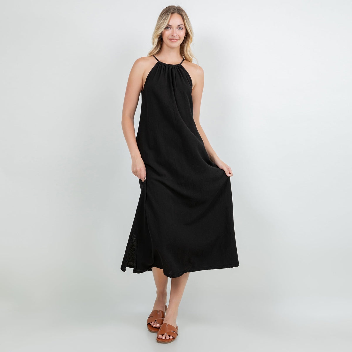 Caterina Halter Maxi Dress, 100% Cotton Gauze