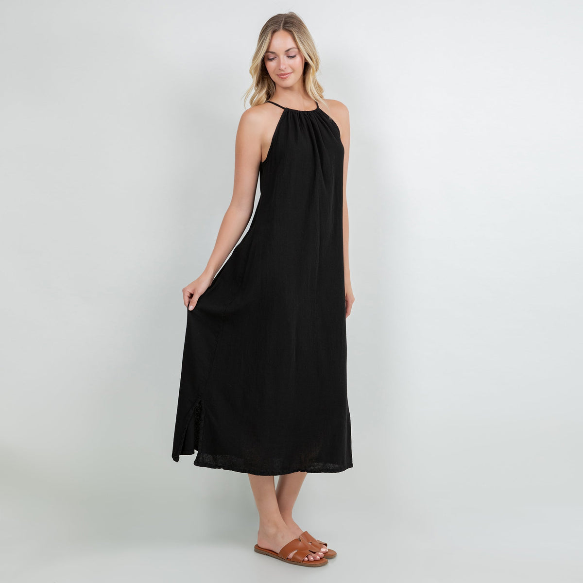Caterina Halter Maxi Dress, 100% Cotton Gauze