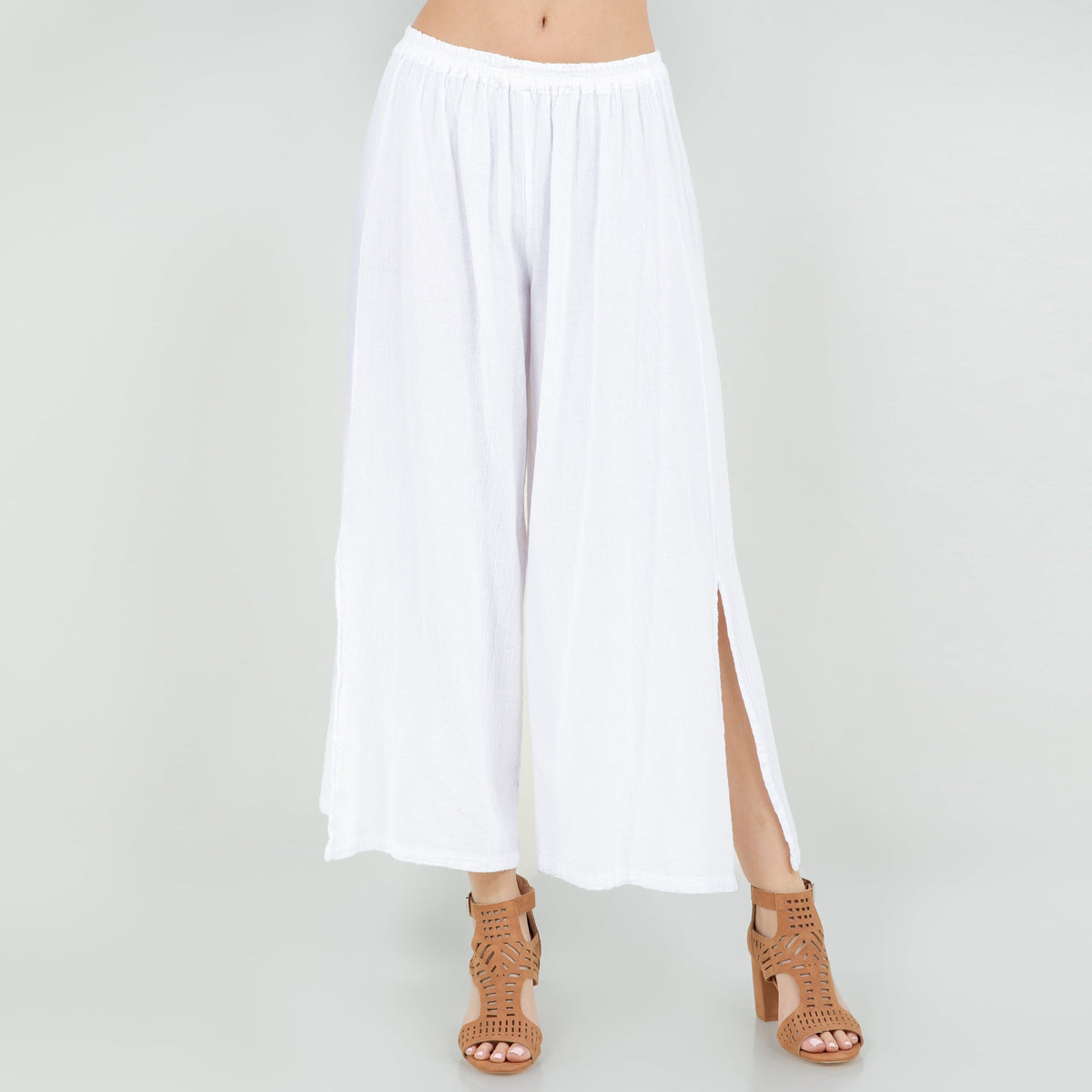 Emma Gauze Wide-Leg Pants, 100% Cotton