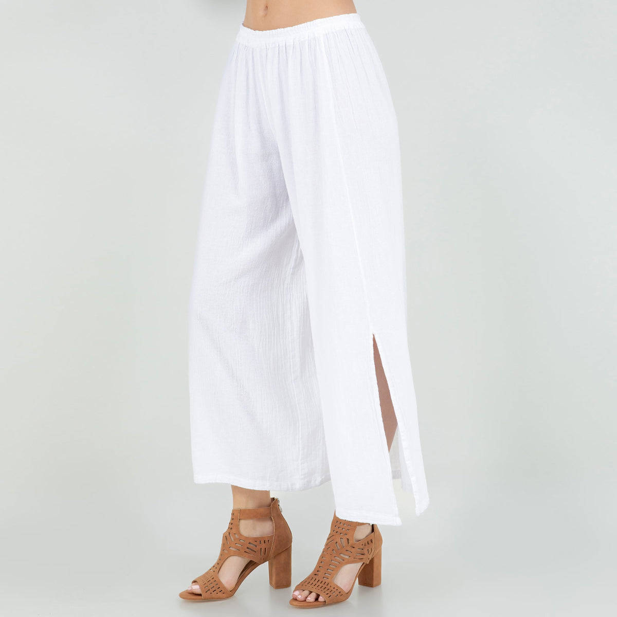 Emma Gauze Wide-Leg Pants, 100% Cotton