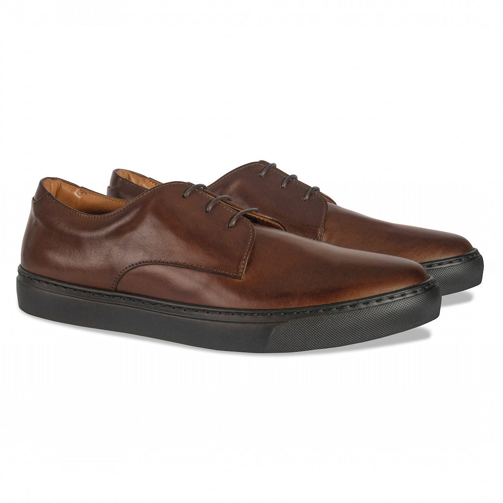 Dafne Leather Derby Sneakers, Brown