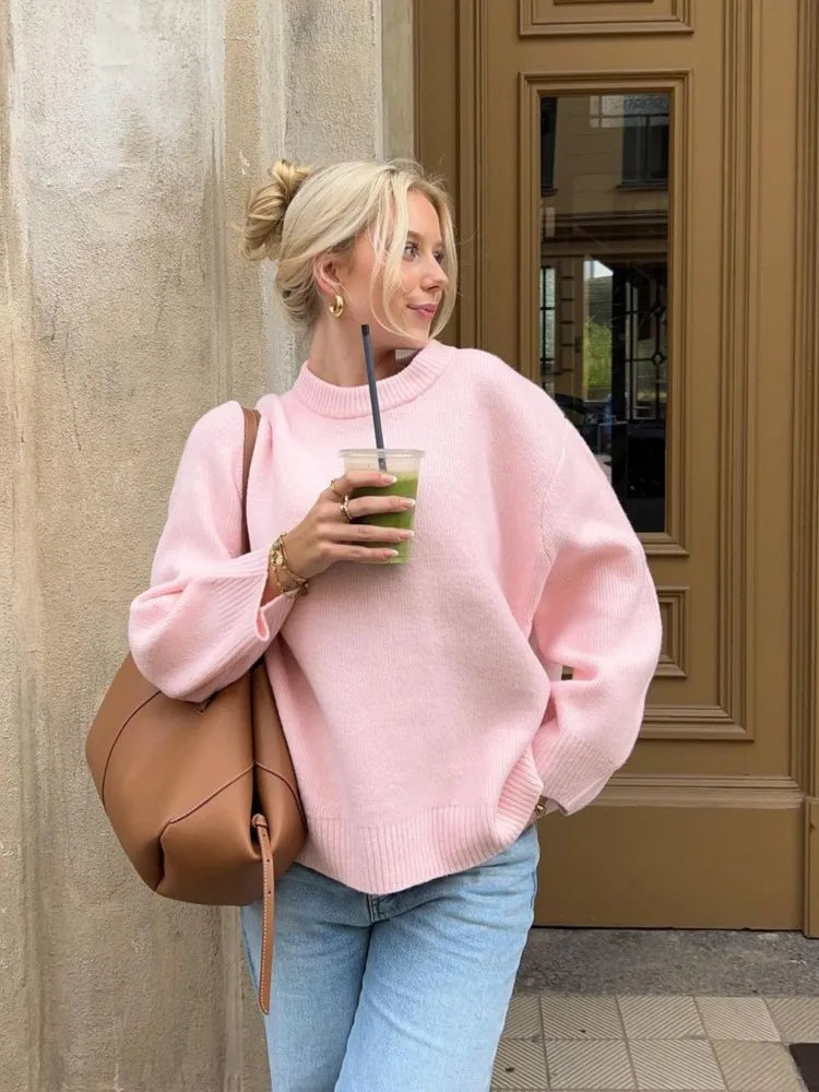 Loose Knit Crew-Neck Sweater