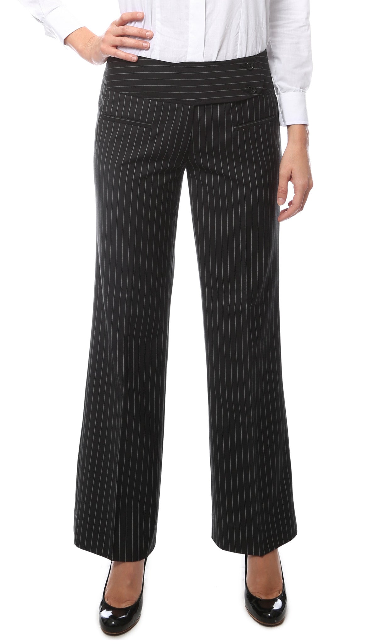 Pinstripe Dress Pants, Black