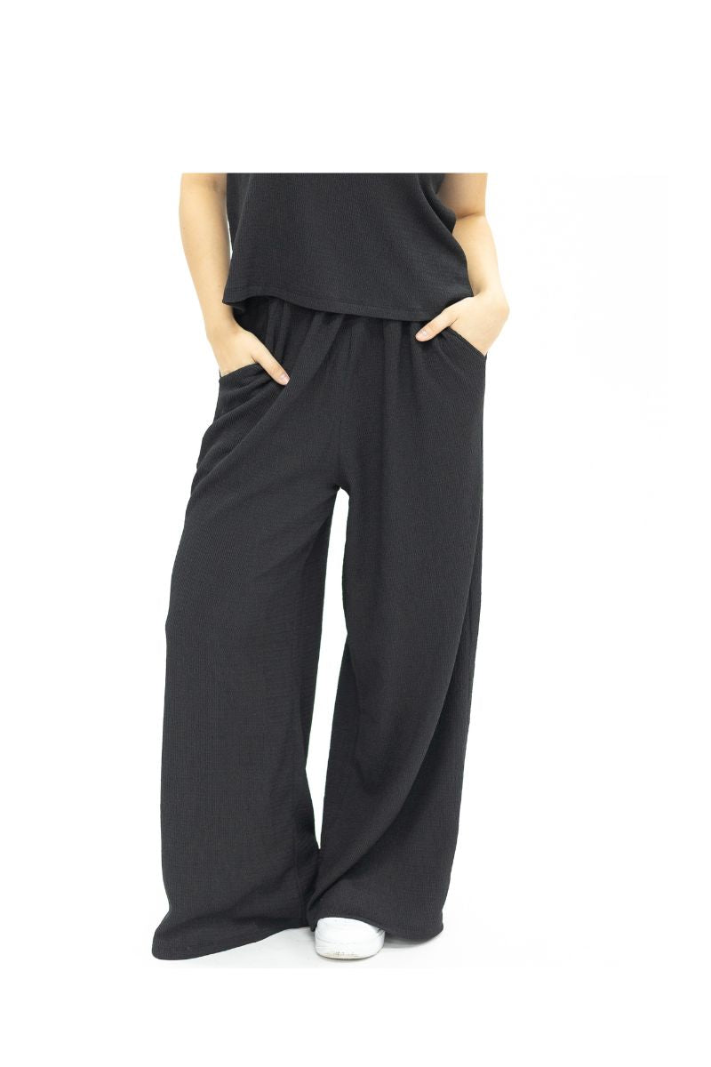 Earhart Textured Knit Pants, Black
