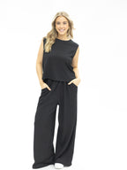 Earhart Textured Knit Pants, Black