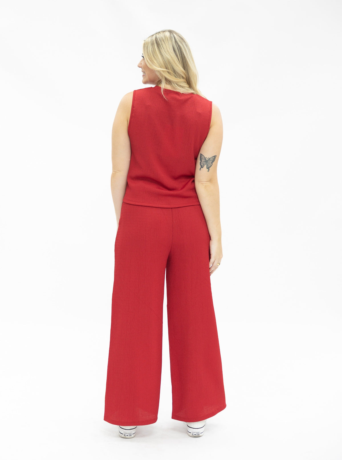 Earhart Textured Knit Tank, Red