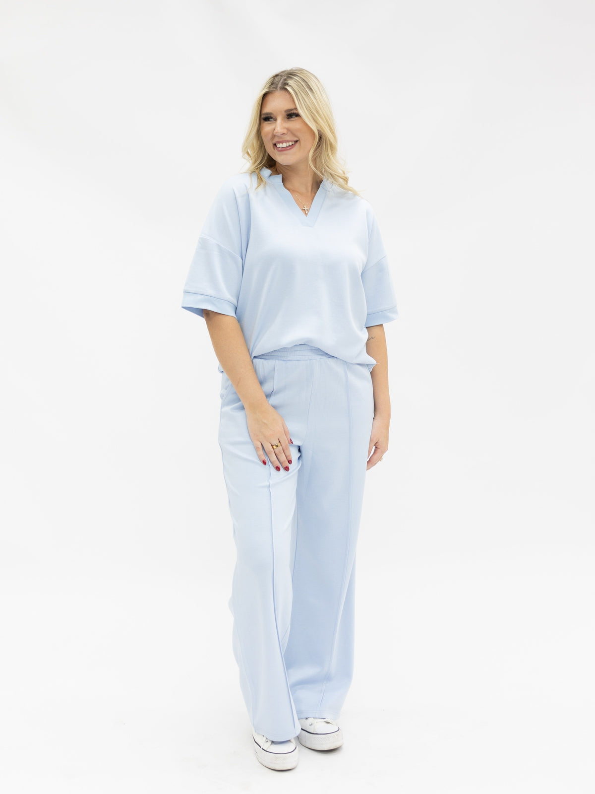 Butter Soft V-Neck Top, Blue