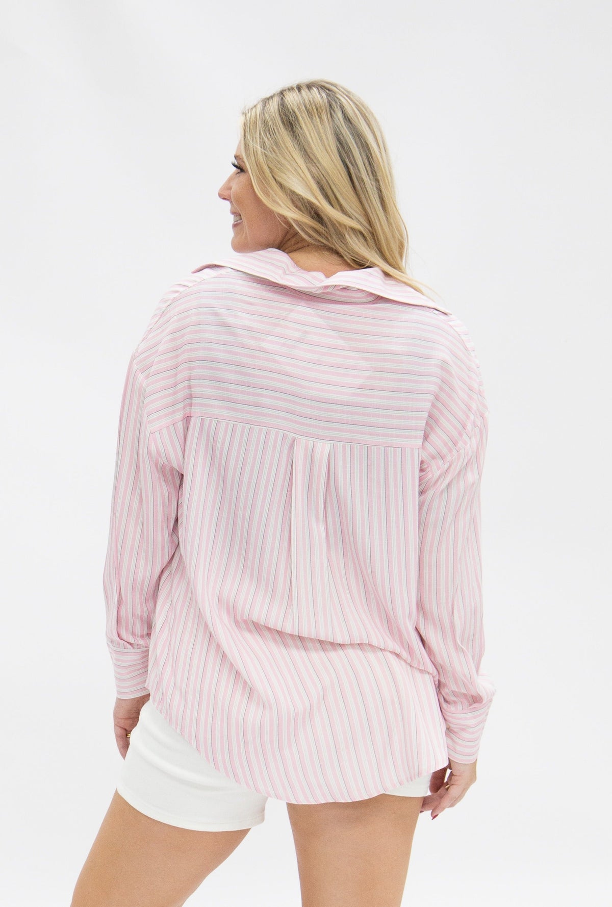Kathryn Button-Up, Striped Pink