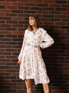 Horse Print Shirt Dress, Cream