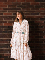 Horse Print Shirt Dress, Cream
