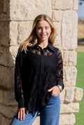 Kathryn Button-Up, Black Lace