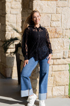 Kathryn Button-Up, Black Lace