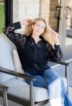 Kathryn Button-Up, Black Lace