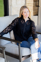 Kathryn Button-Up, Black Lace