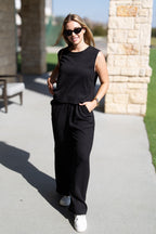 Earhart Textured Knit Pants, Black