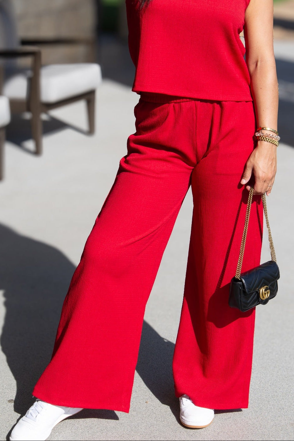 Earhart Textured Knit Pants, Red
