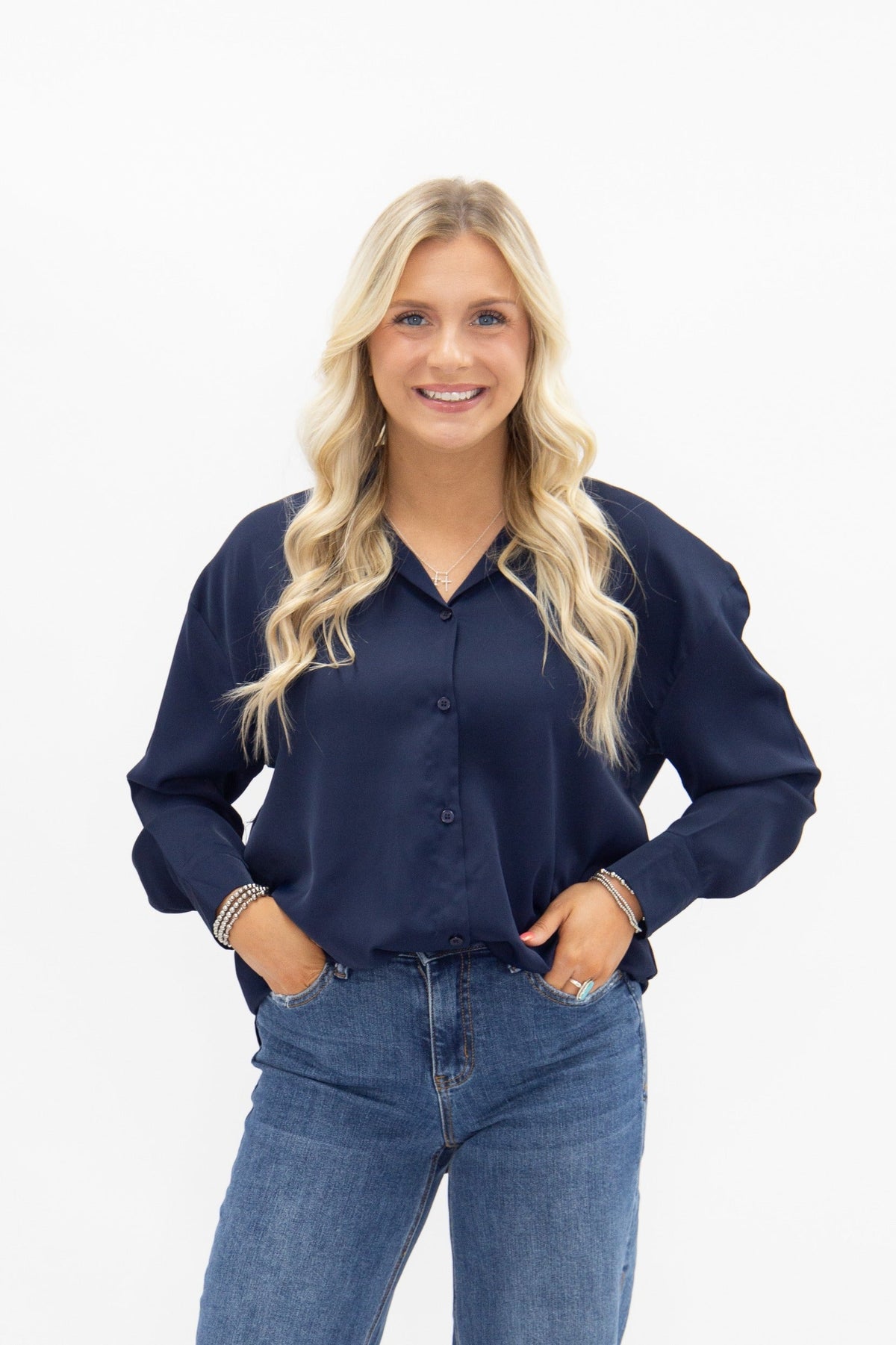 Kathryn Button-Up, Navy