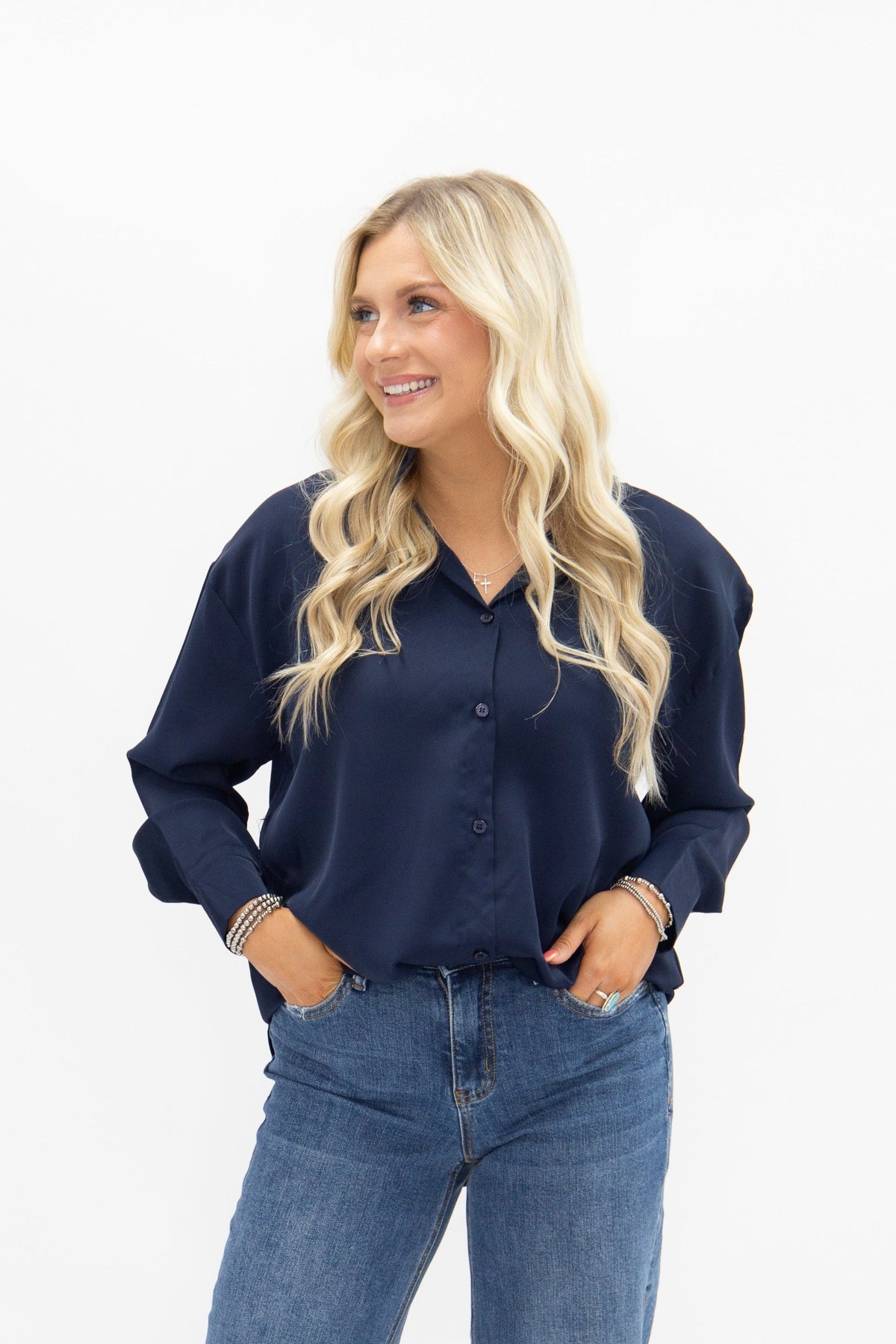 Kathryn Button-Up, Navy