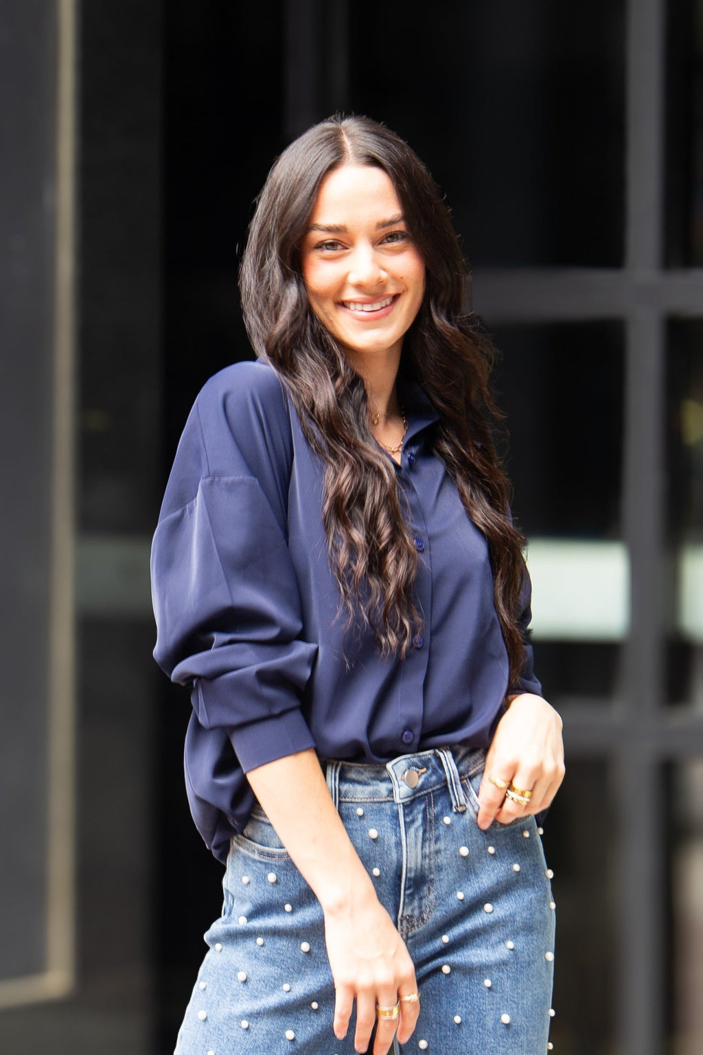 Kathryn Button-Up, Navy