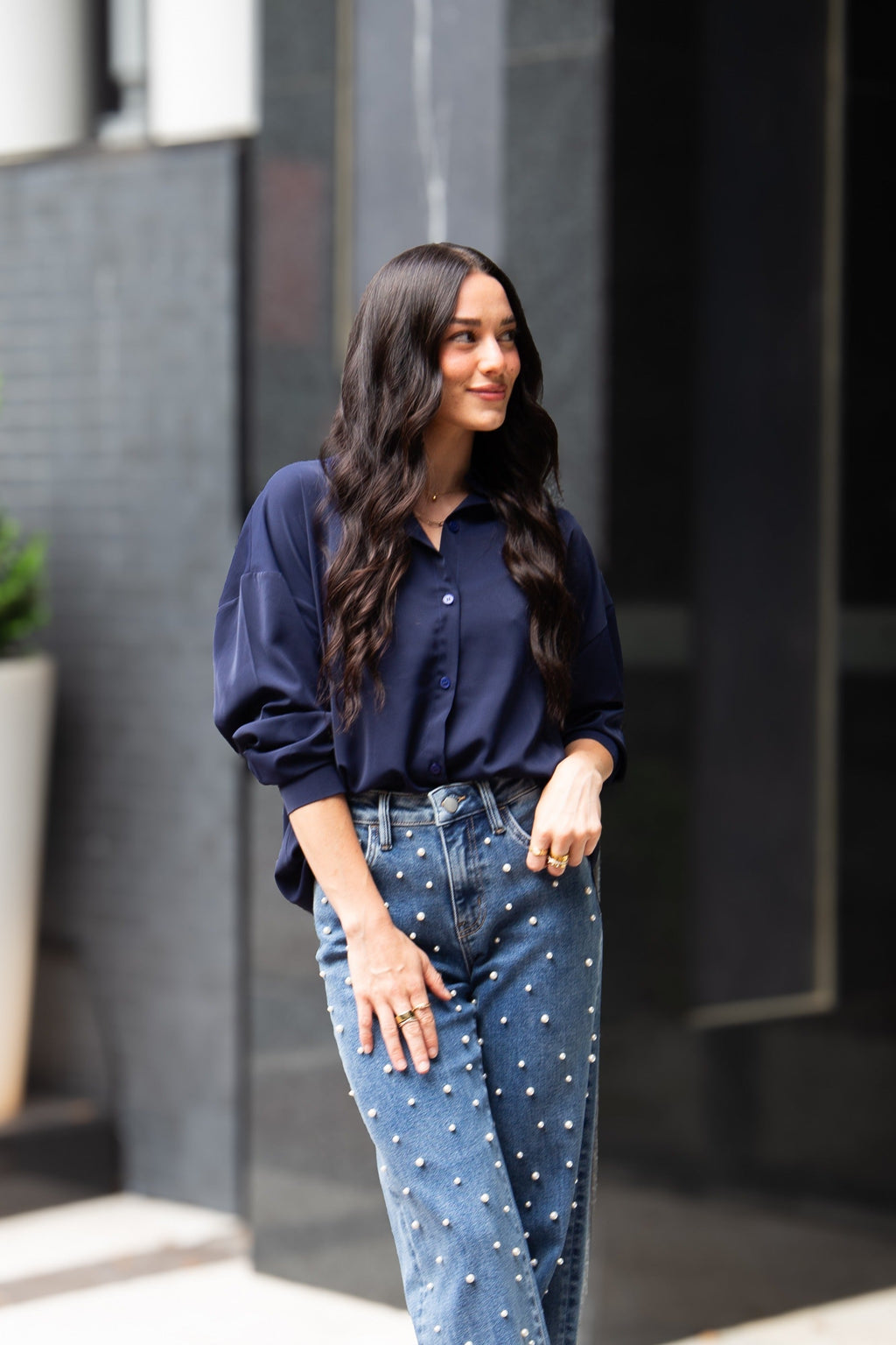 Kathryn Button-Up, Navy