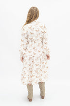 Horse Print Shirt Dress, Cream