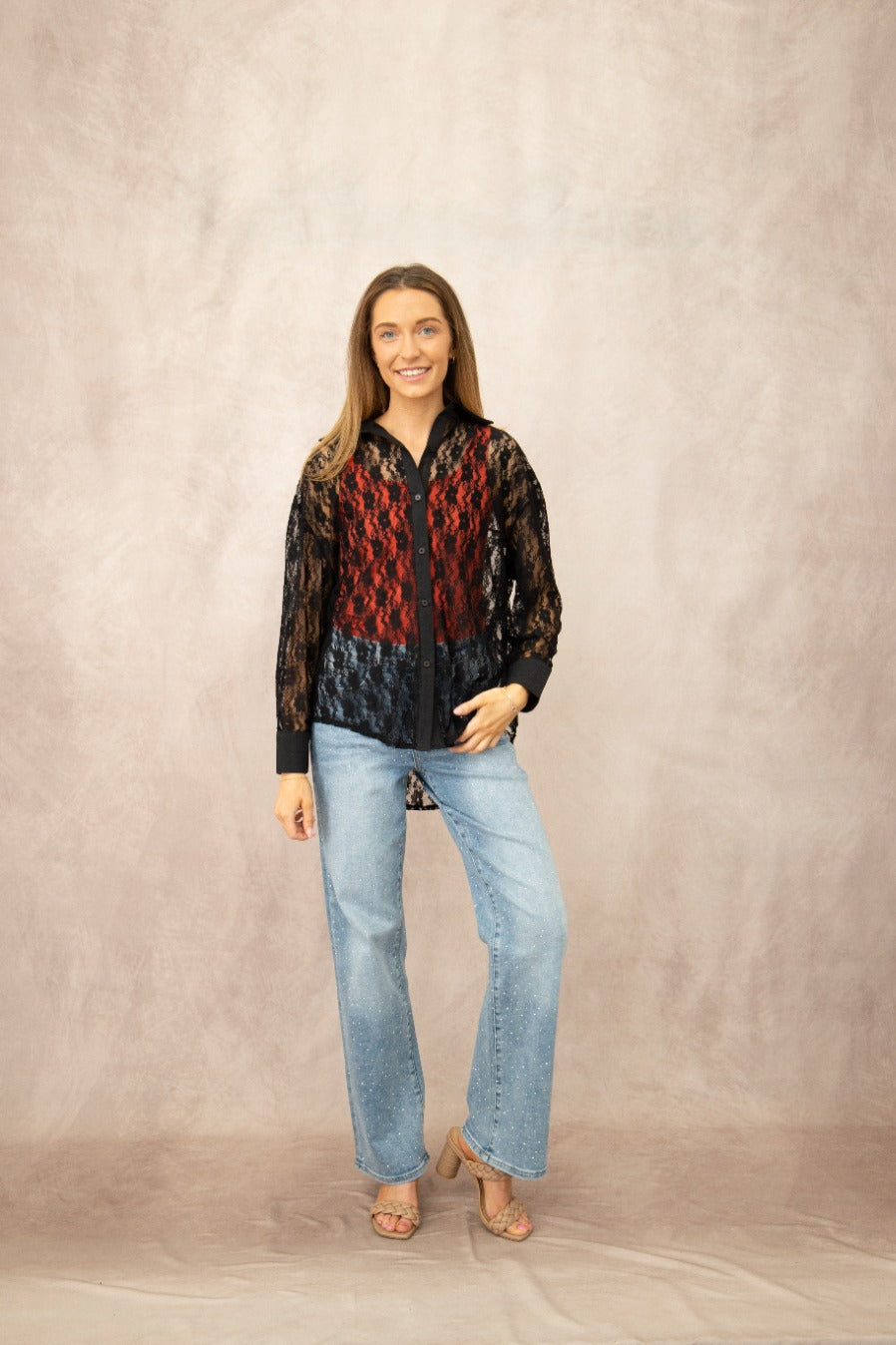 Kathryn Button-Up, Black Lace