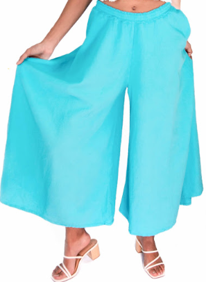 Blanche Gauze Wide-Leg Pants, 100% Cotton