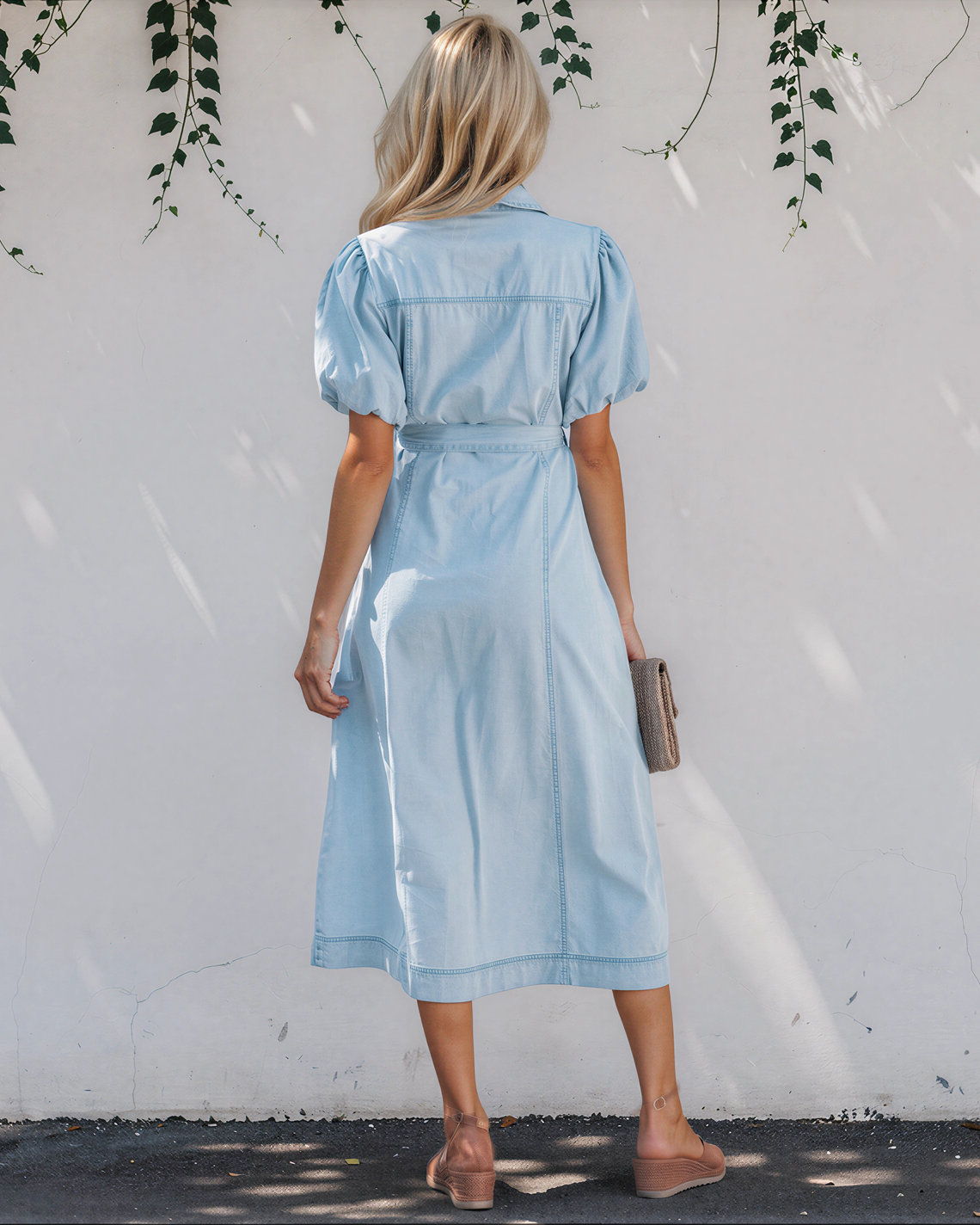 Giselle Denim Shirt Dress, Bubble Sleeve