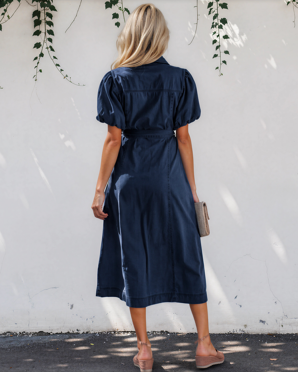 Giselle Denim Shirt Dress, Bubble Sleeve