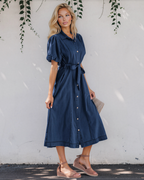 Giselle Denim Shirt Dress, Bubble Sleeve