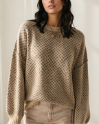 Briar Geometric Knit Sweater, Khaki