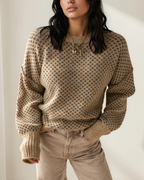 Briar Geometric Knit Sweater, Khaki